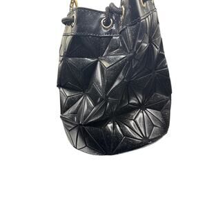 Unbranded Black Geometric Prism Drawstring Bucket Bag Holographic Style